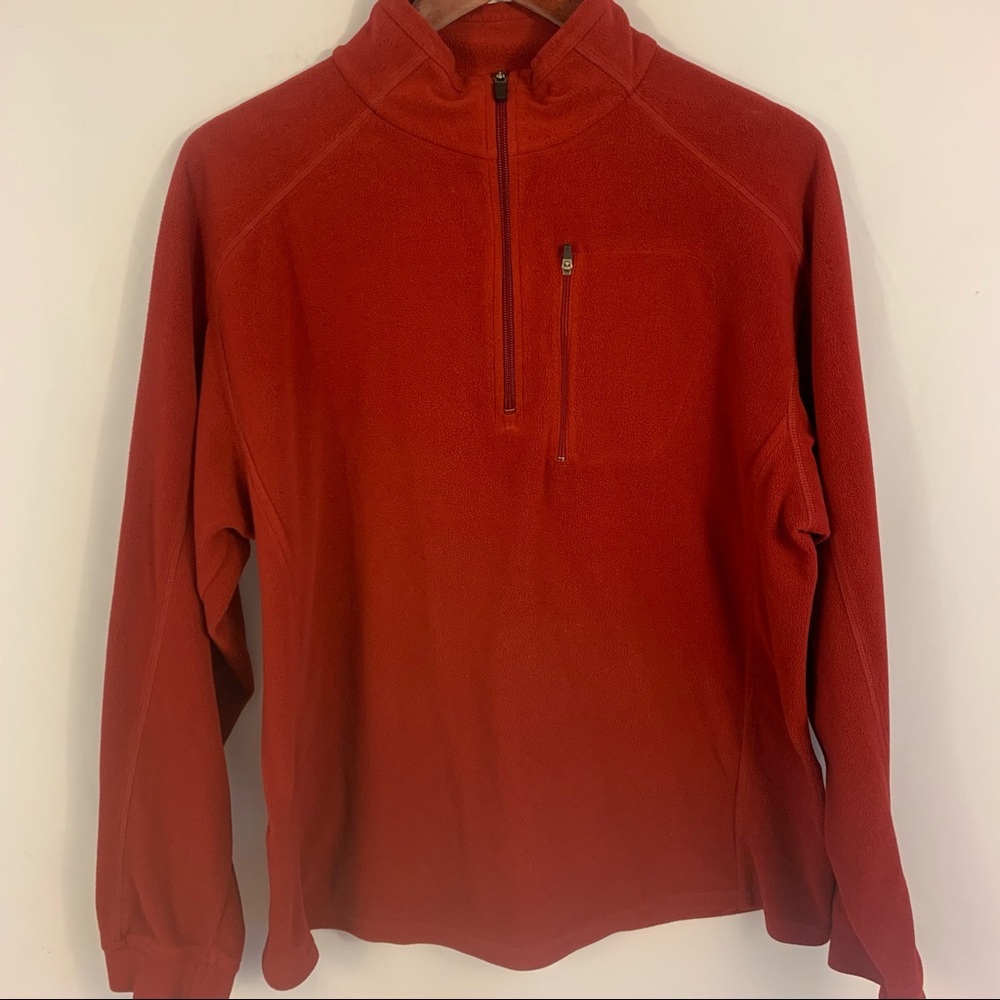 L.L. Bean Fleece Sweater Men's L Large 1/4 Zip Pullover Red Activewear Leisure